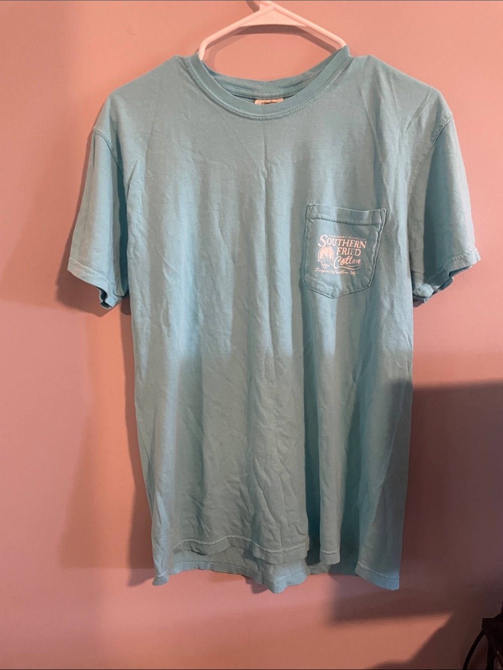 Southern Fried Cotton Light Blue Short Sleeve Pocket Tee
